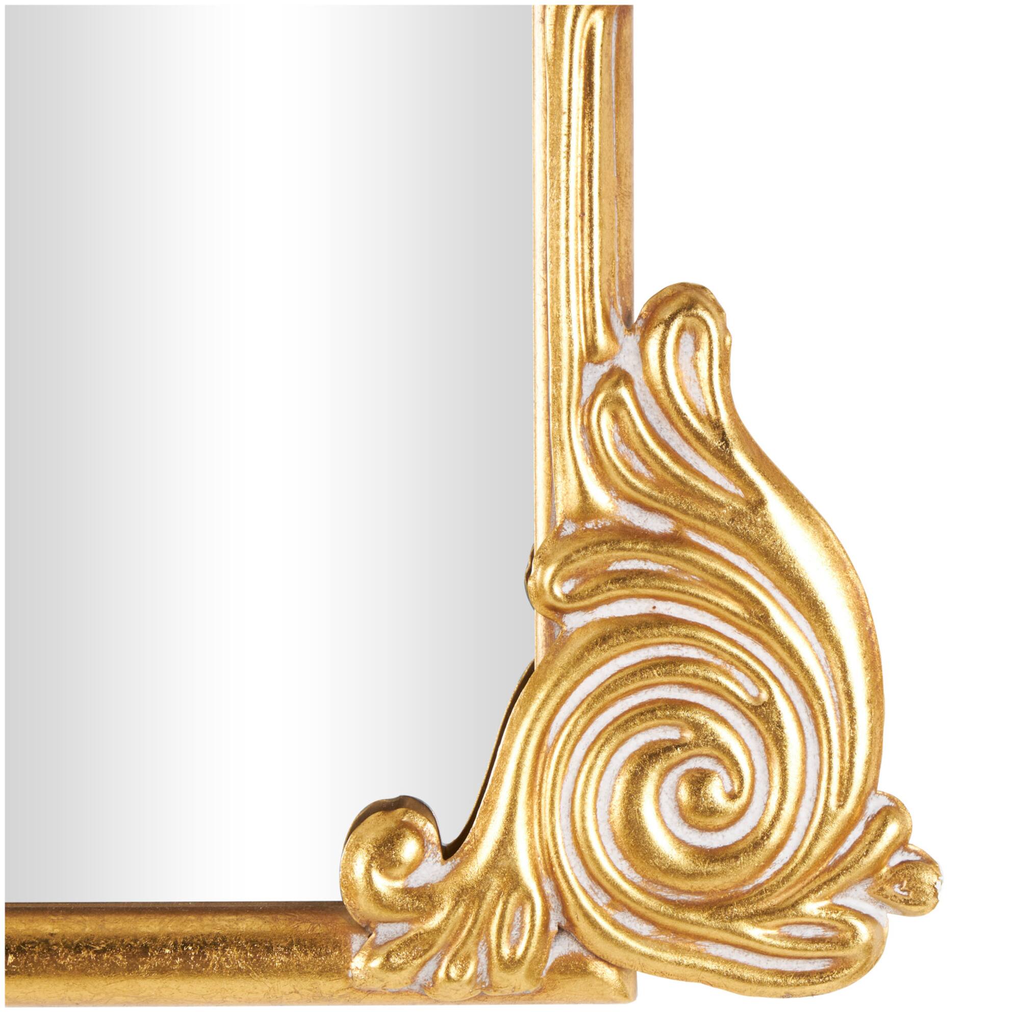44" x 34" Gold Metal Ornate Arched Baroque Wall Mirror